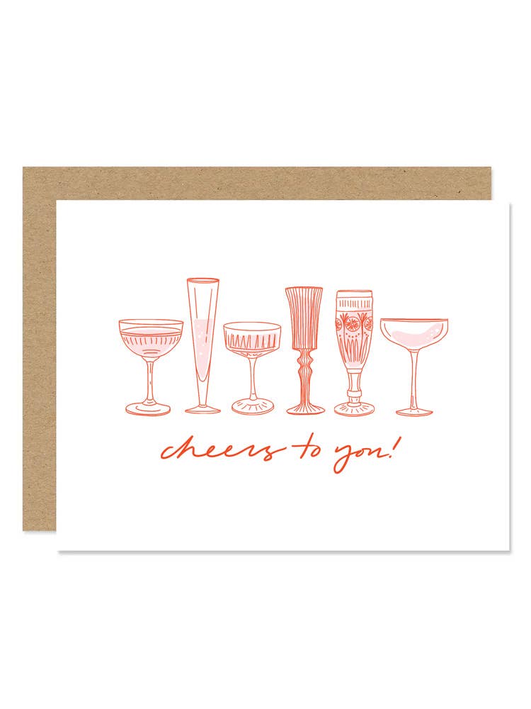 Vintage Champagne Glasses "Cheers to You!" Card