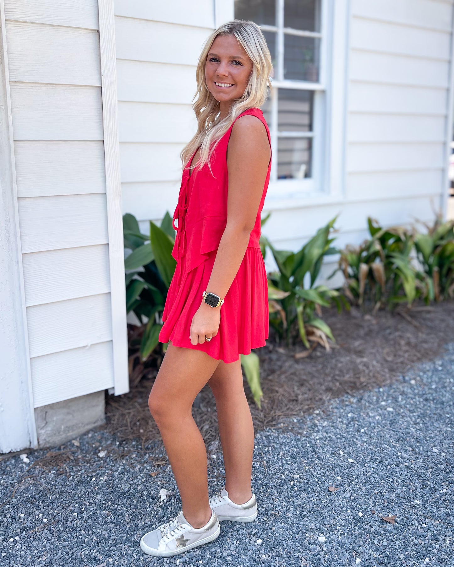 *FINAL SALE* Scarlet Red Tie Front Vest