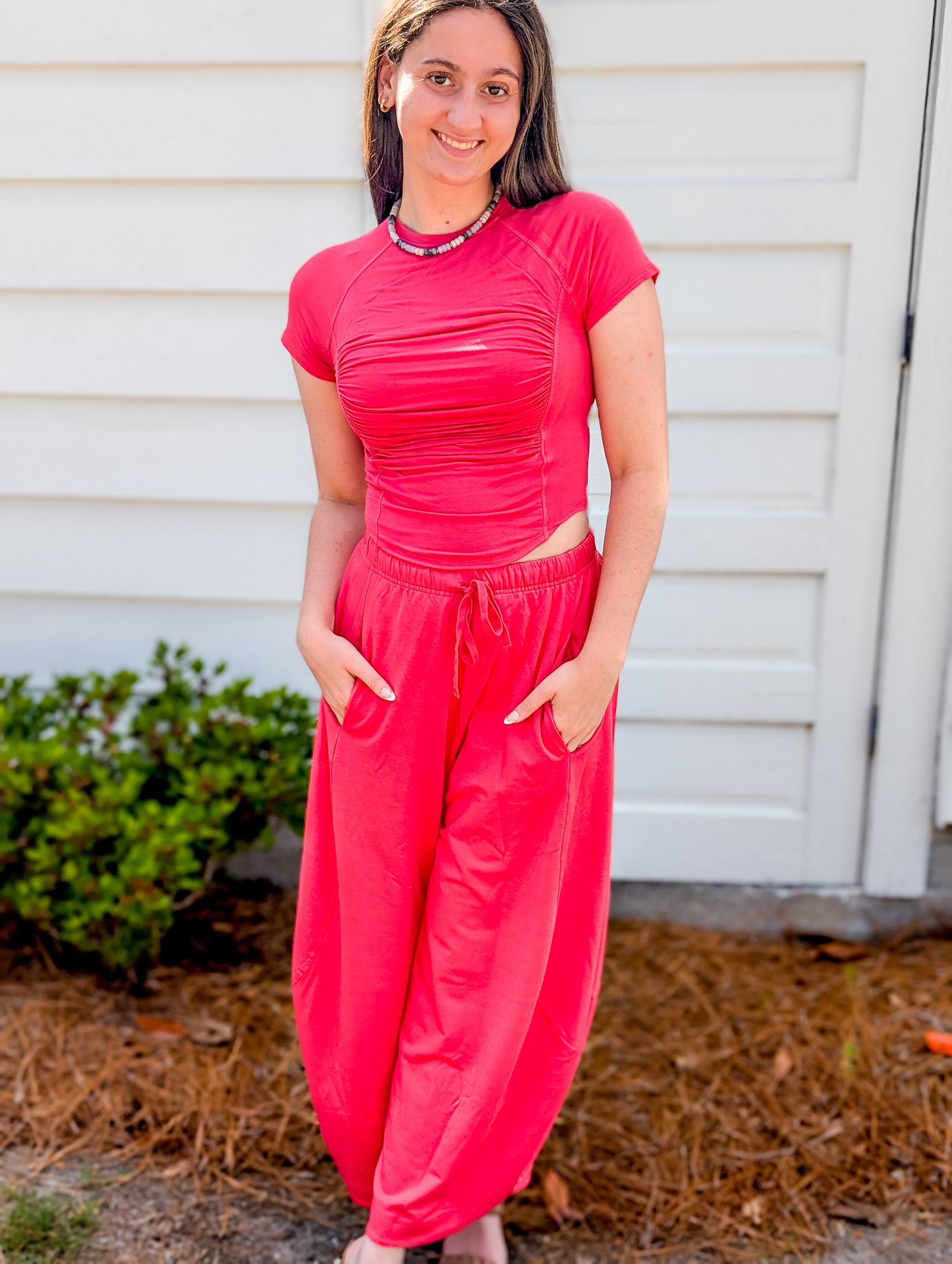 Berry Ruched Modal Jersey Tee