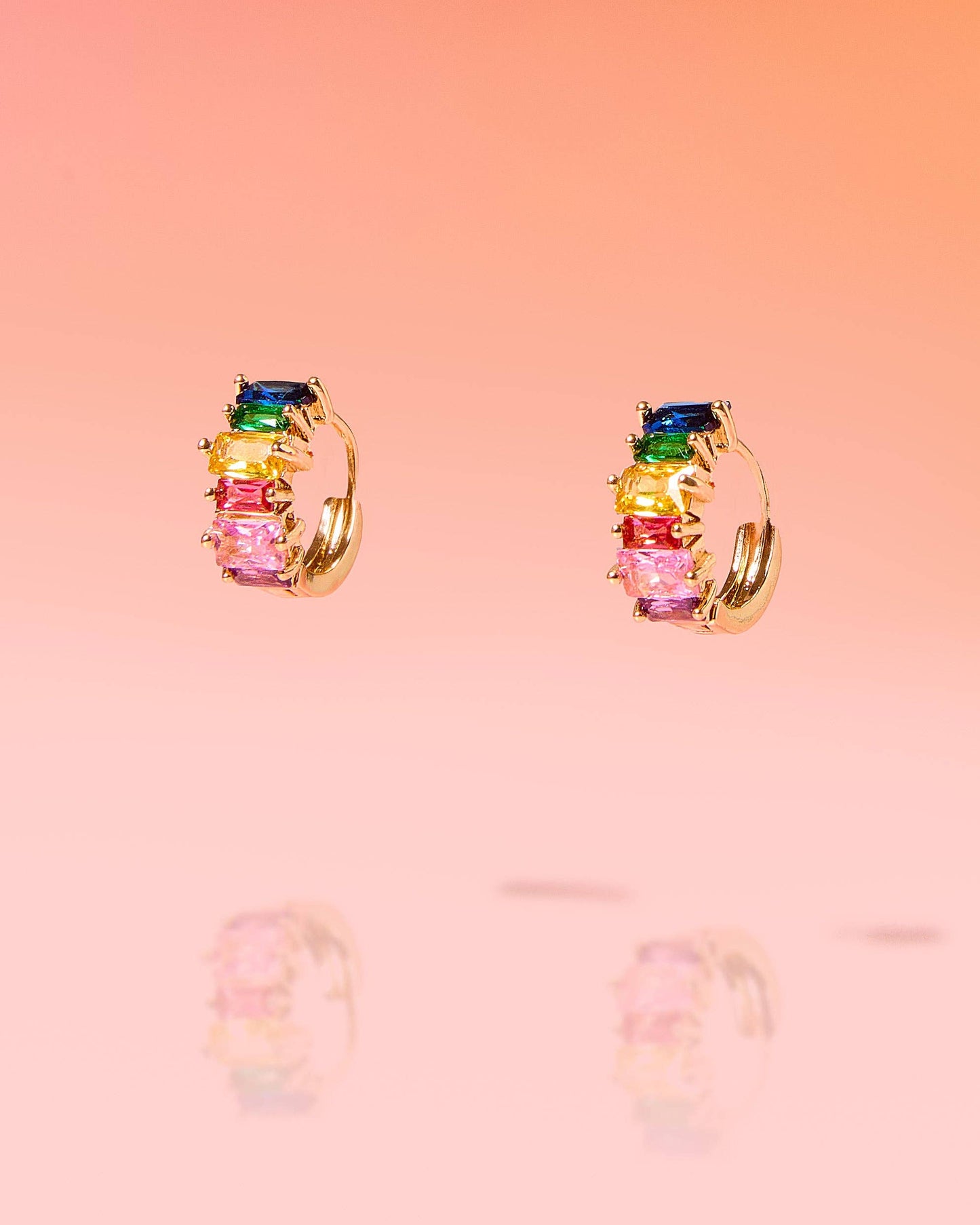 Dainty Huggie Hoop Multicolor 18k Gold Plated Hoop