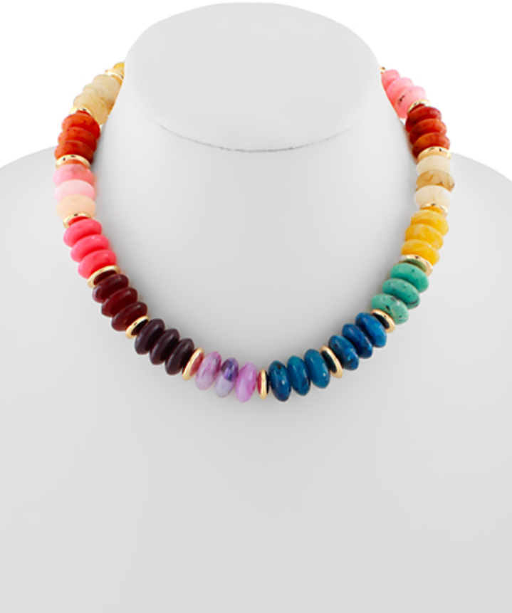 Marbleized Rondelle Stone Necklace