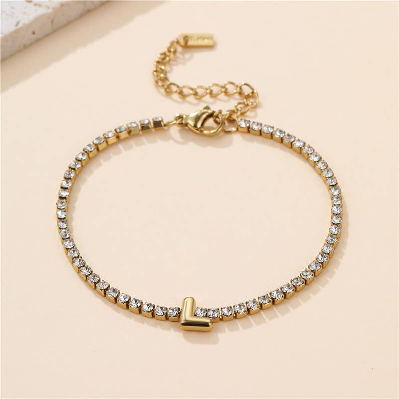 18K Stainless Steel Initial Bracelets