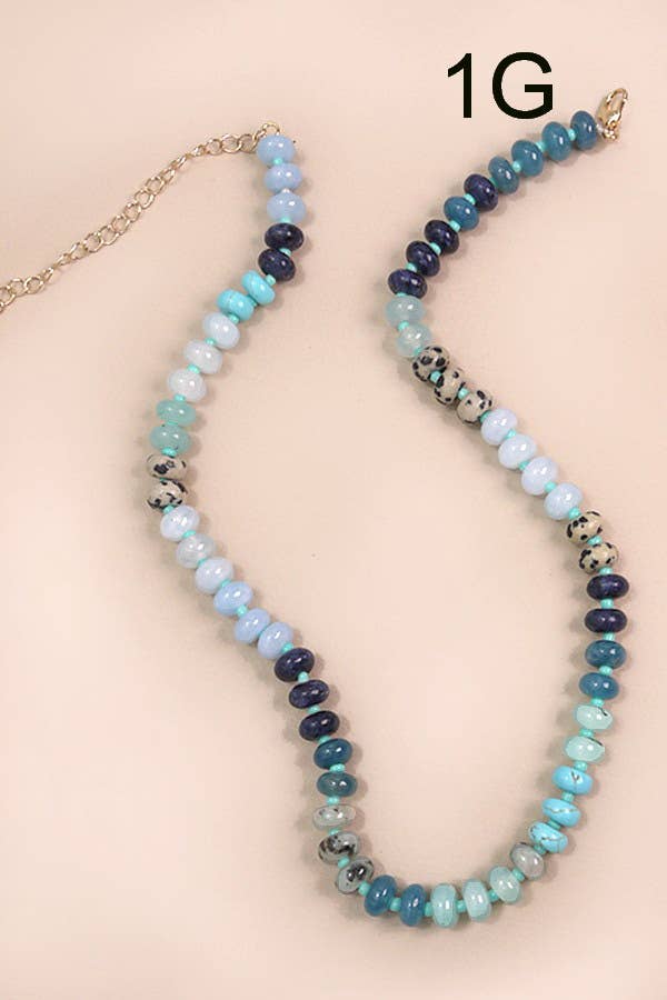 Natural Agate Glass Semi Precious Beaded Necklace