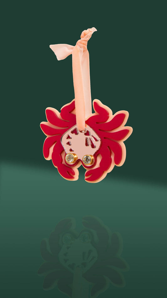 Ornament Crab  Rose Gold + Red