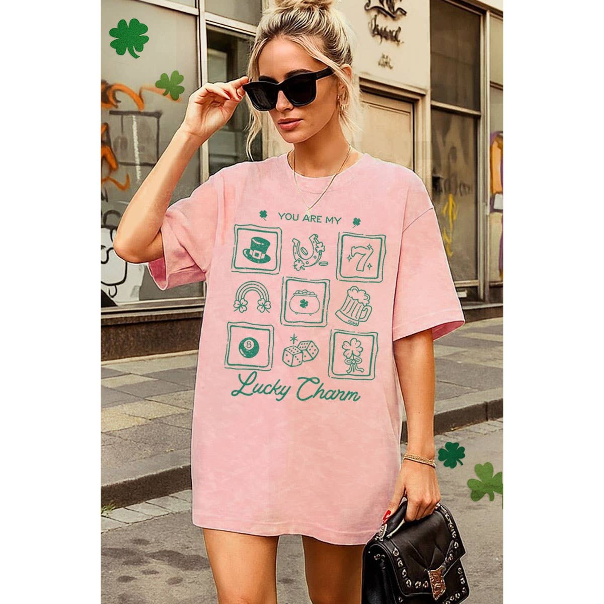 You Are My Lucky Charm Oversized Mineral Graphic Tee