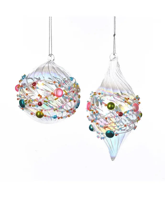 *FINAL SALE* Beaded Glass Ornament