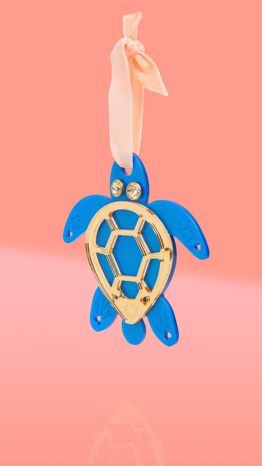 Ornament Seaturtle Blue + Gold