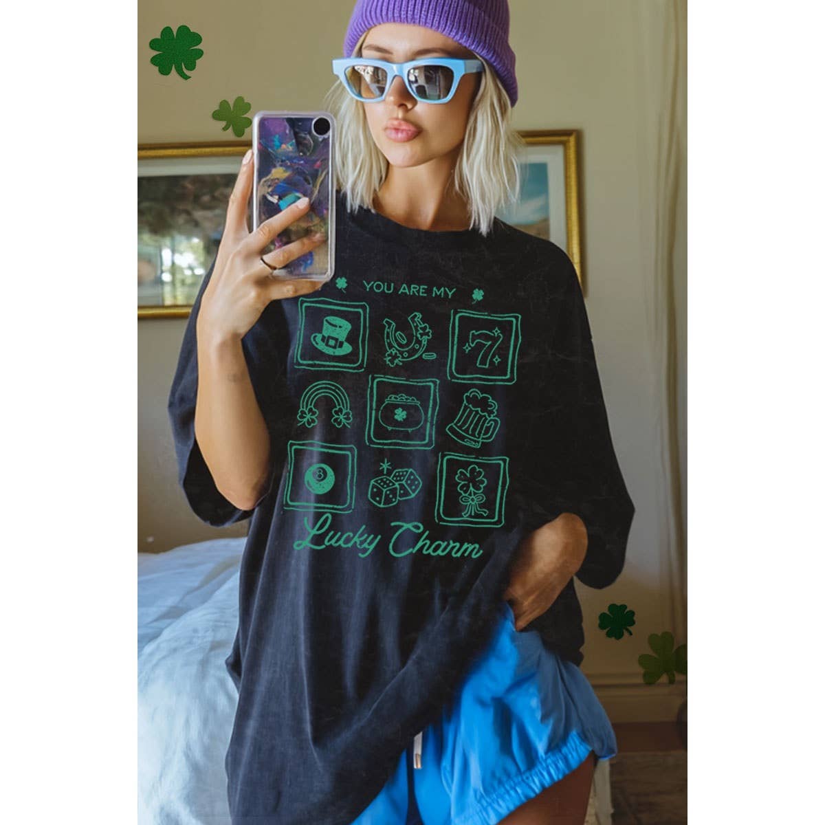 You Are My Lucky Charm Oversized Mineral Graphic Tee