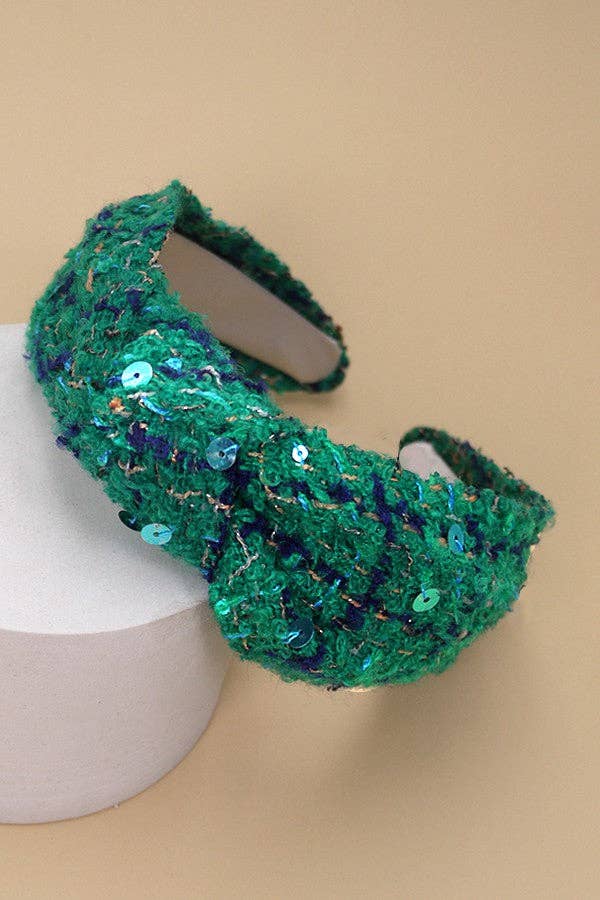 Tweed Wide Knotted Multi Color Head Band