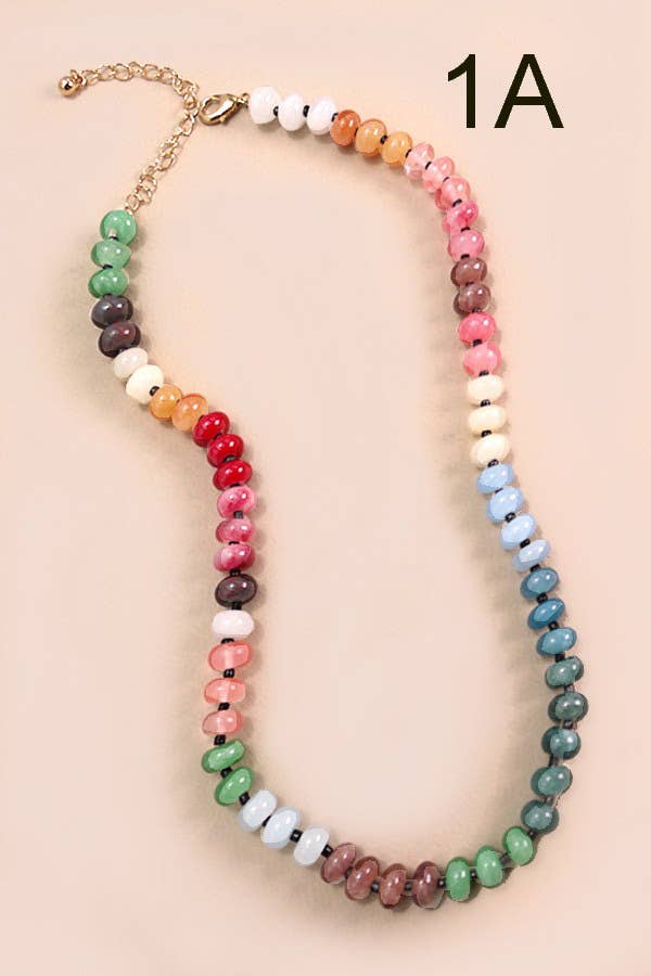 Natural Agate Glass Semi Precious Beaded Necklace