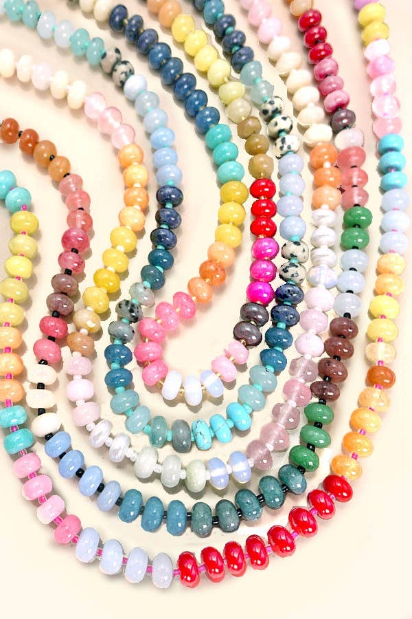 Natural Agate Glass Semi Precious Beaded Necklace