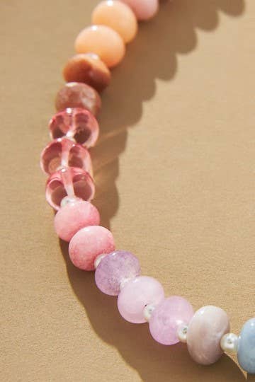 Natural Agate Glass Semi Precious Beaded Necklace