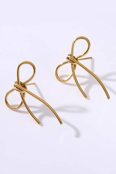 18K Stainless Steel Bow Earrings