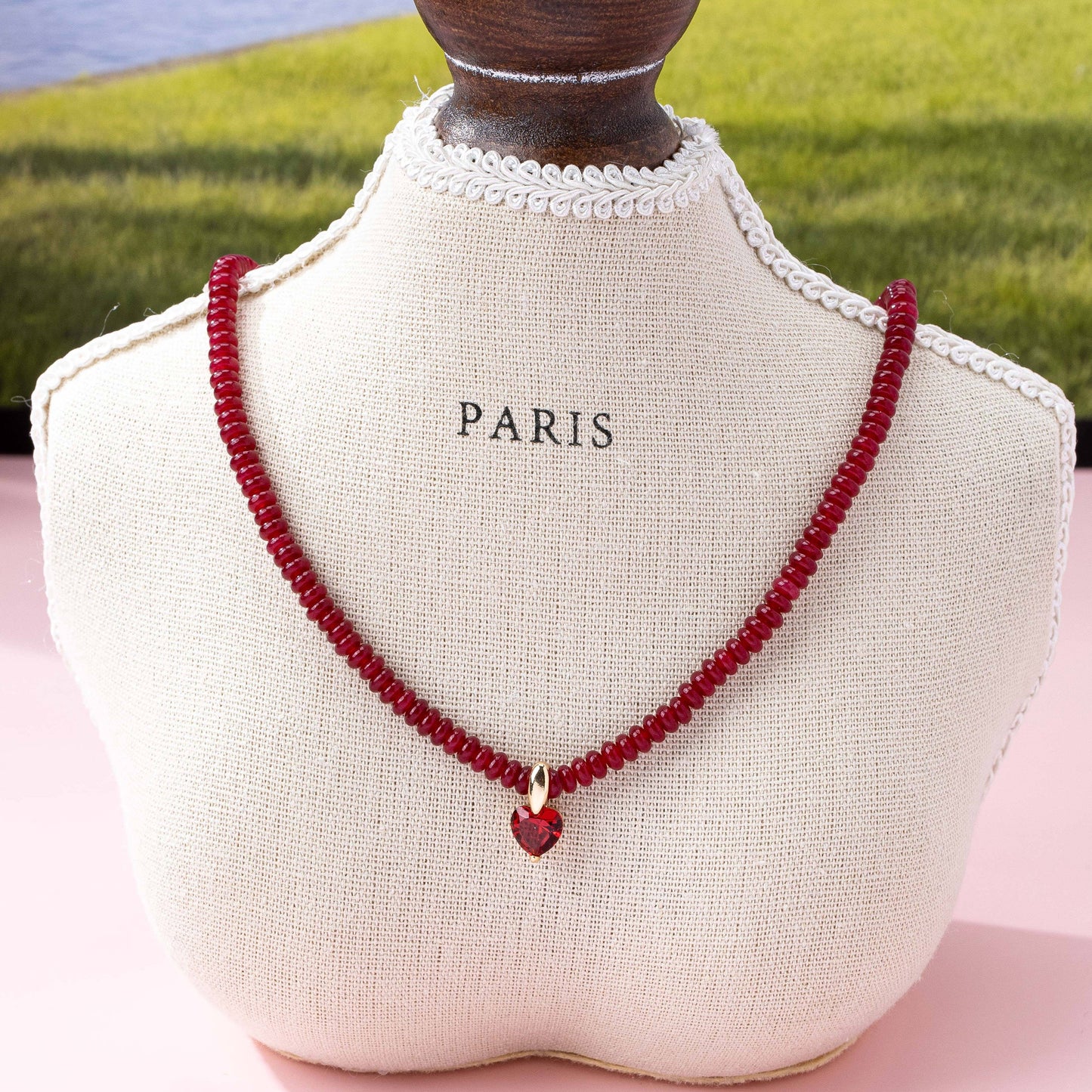 Natural Stone Beaded Charm Necklace