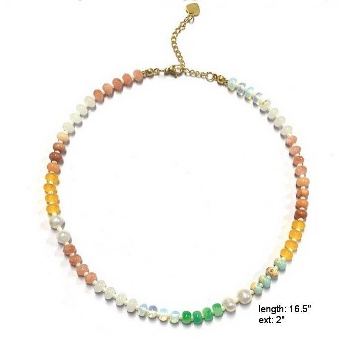 Natural Stone Semi-Precious Glass Mixed Necklace | 40NK9694