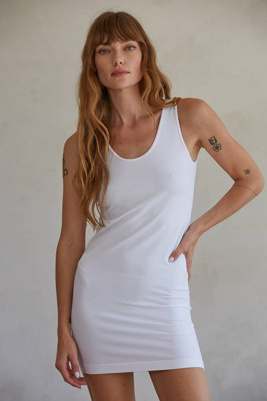 S1171 | Solid Seamless U&V-neck Reversible Tunic Dress