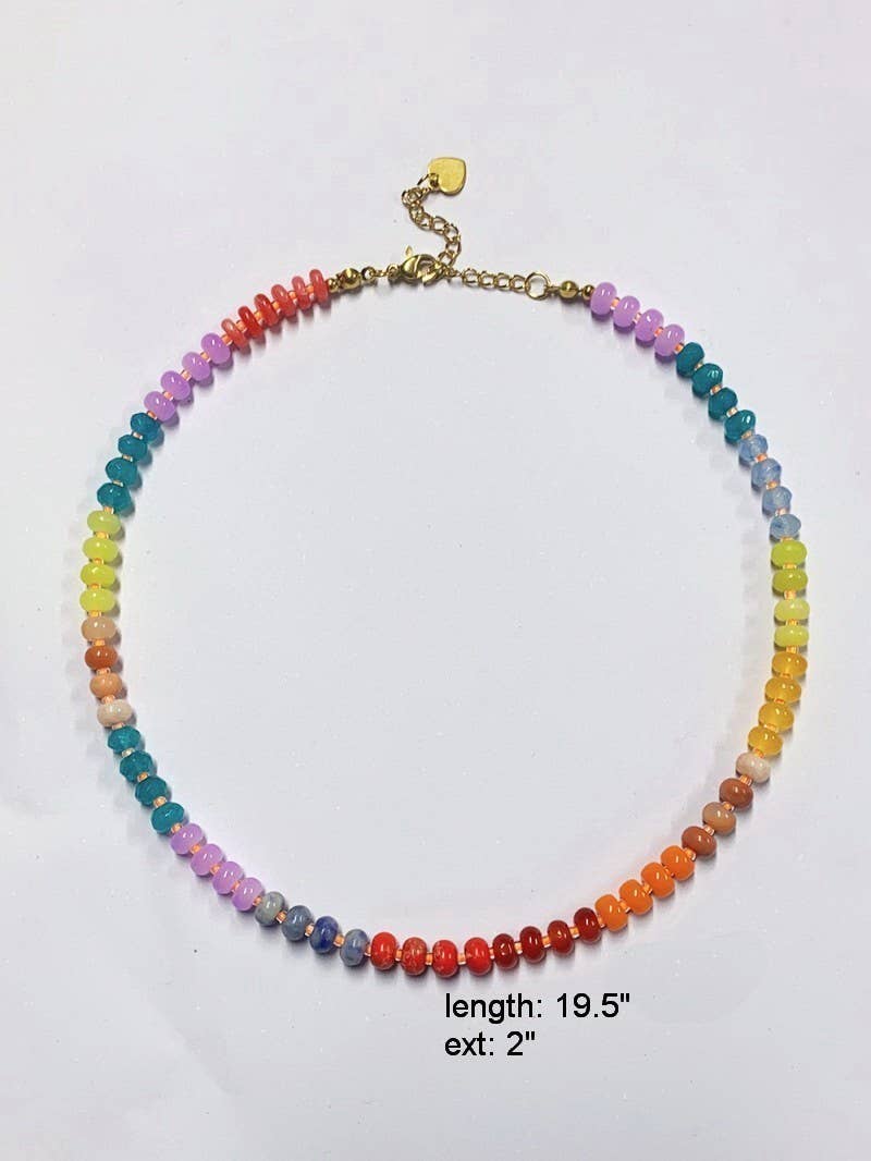 Natural Stone Semi-Precious Glass Mixed Necklace | 40NK9694