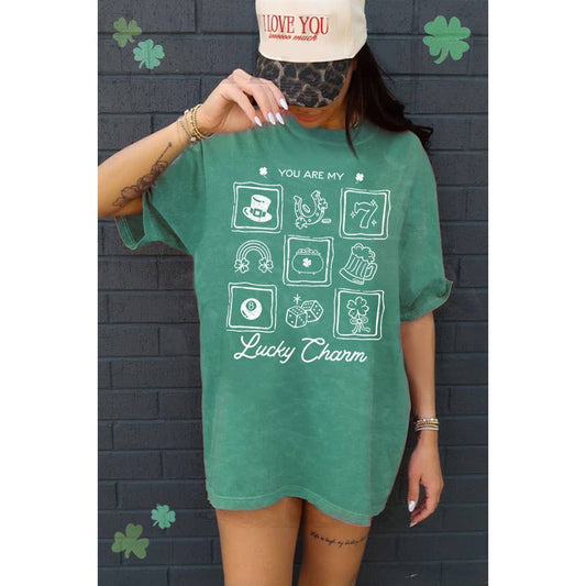 You Are My Lucky Charm Oversized Mineral Graphic Tee