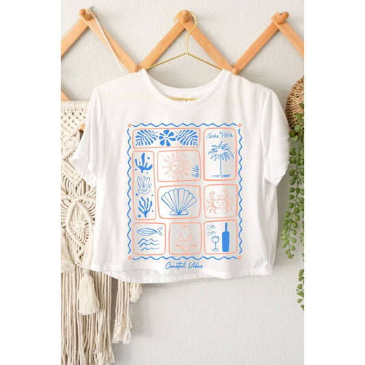 Coastal Vibes Graphic Crop Top
