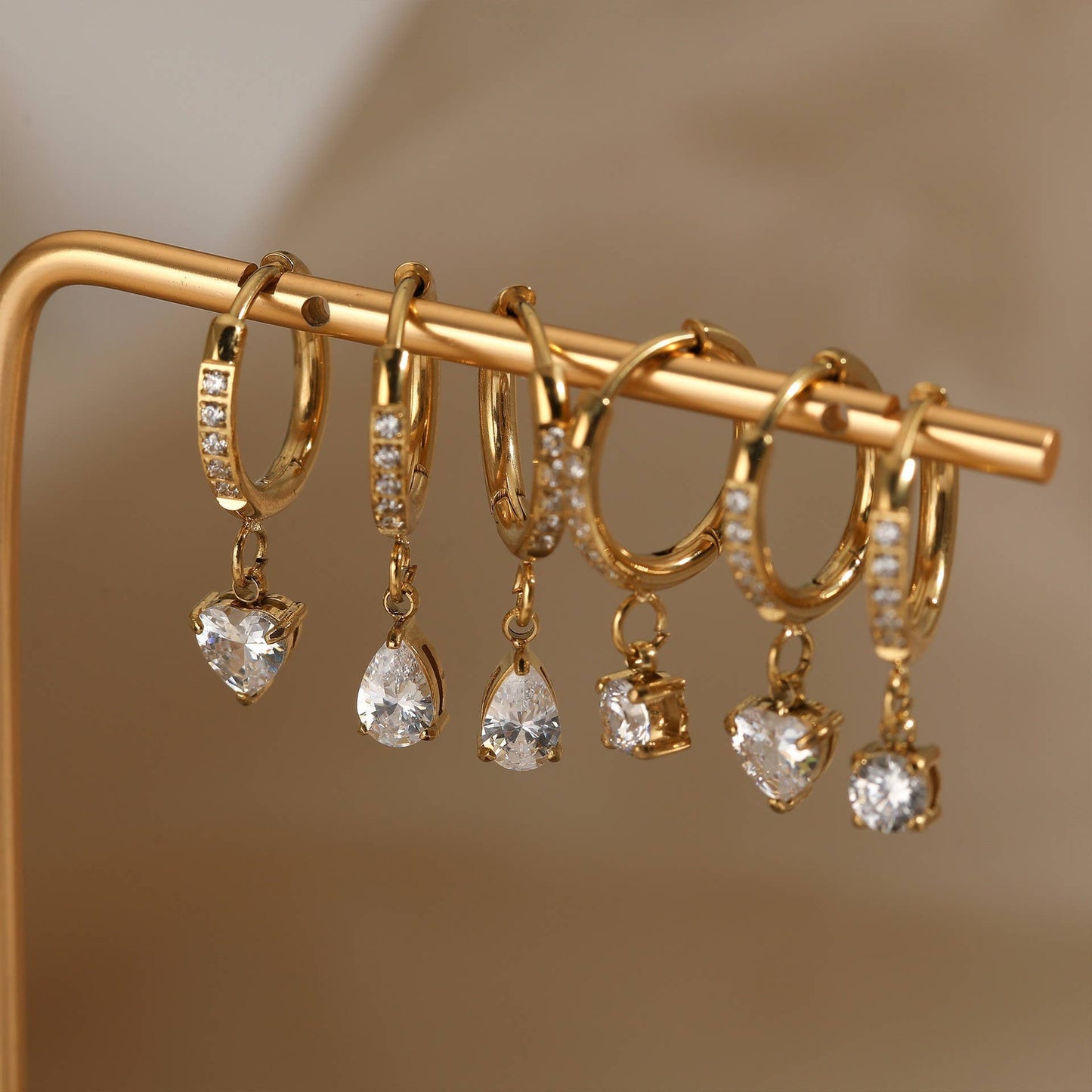 18K Stainless Steel Crystal Earrings