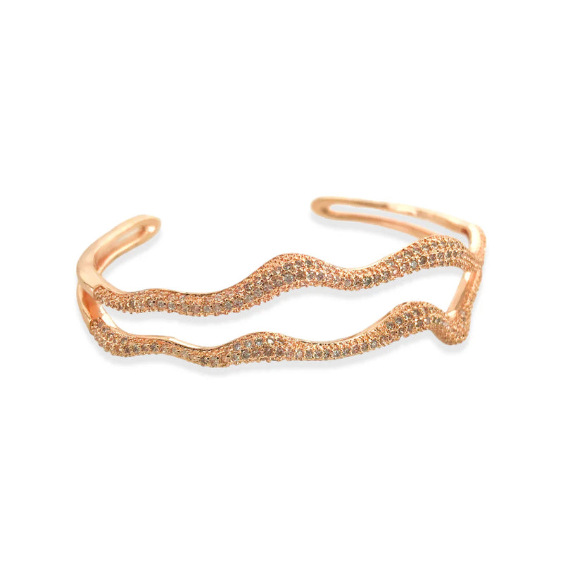 Rose Gold Abstract CZ Cuff Bracelet