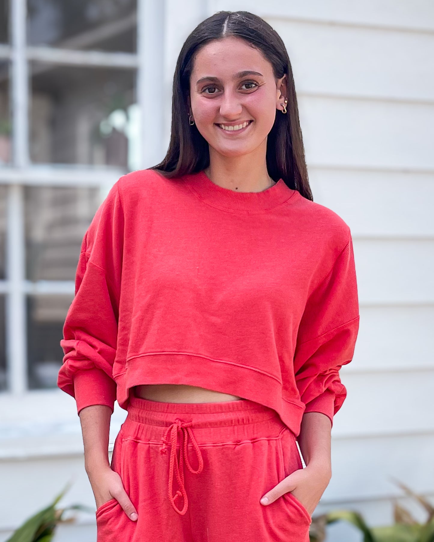 Ribbed Semi Cropped Sweatshirt