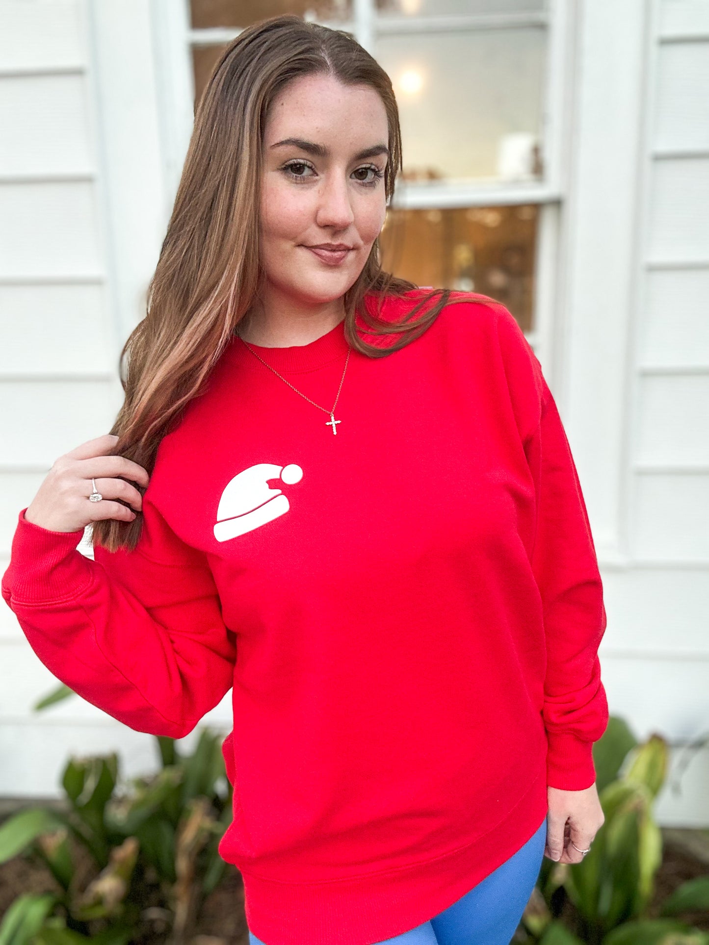 Red With White Santa Hat Graphic Sweatshirt