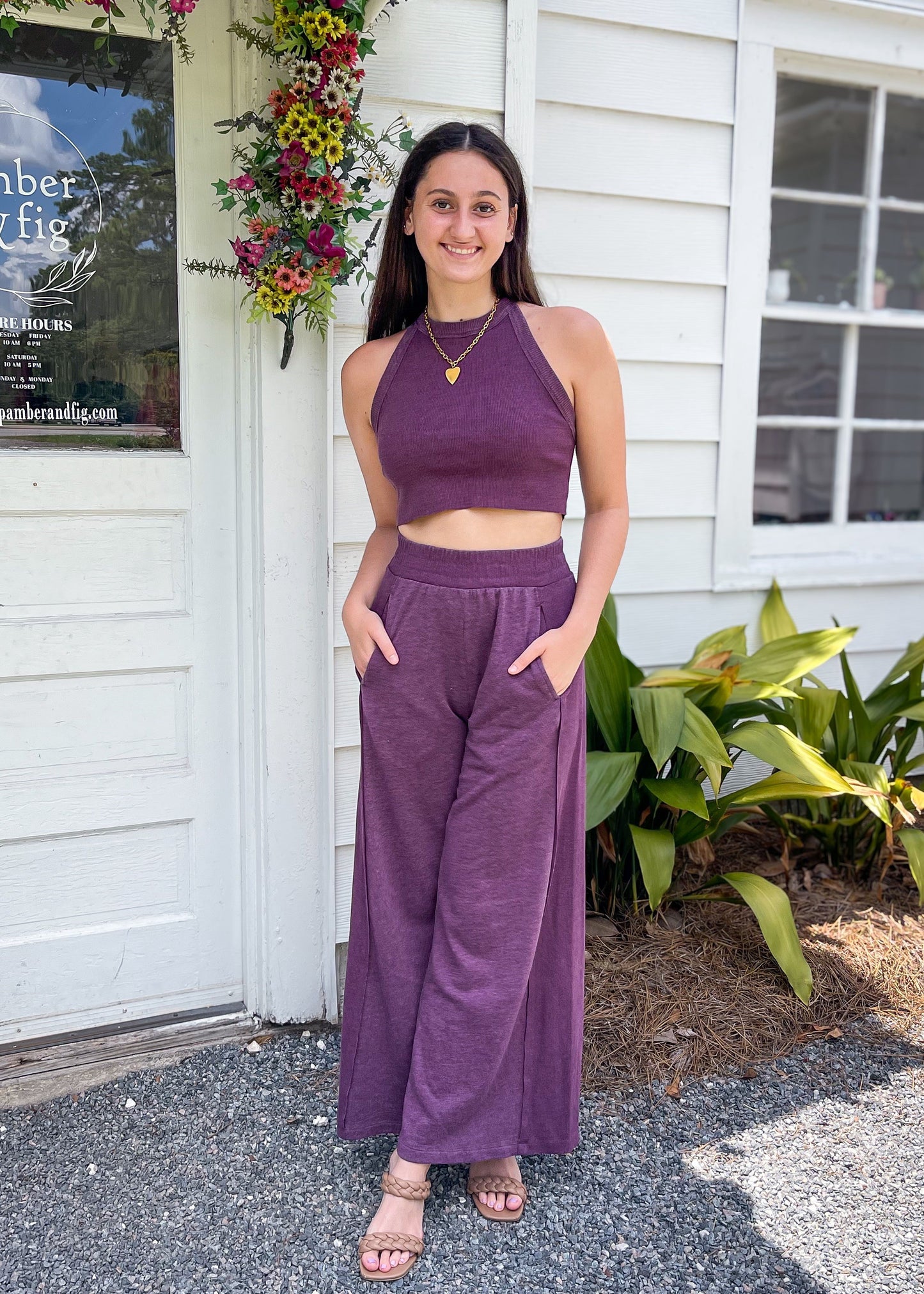 Mineral Wash Flared Sweat Pants with Pockets