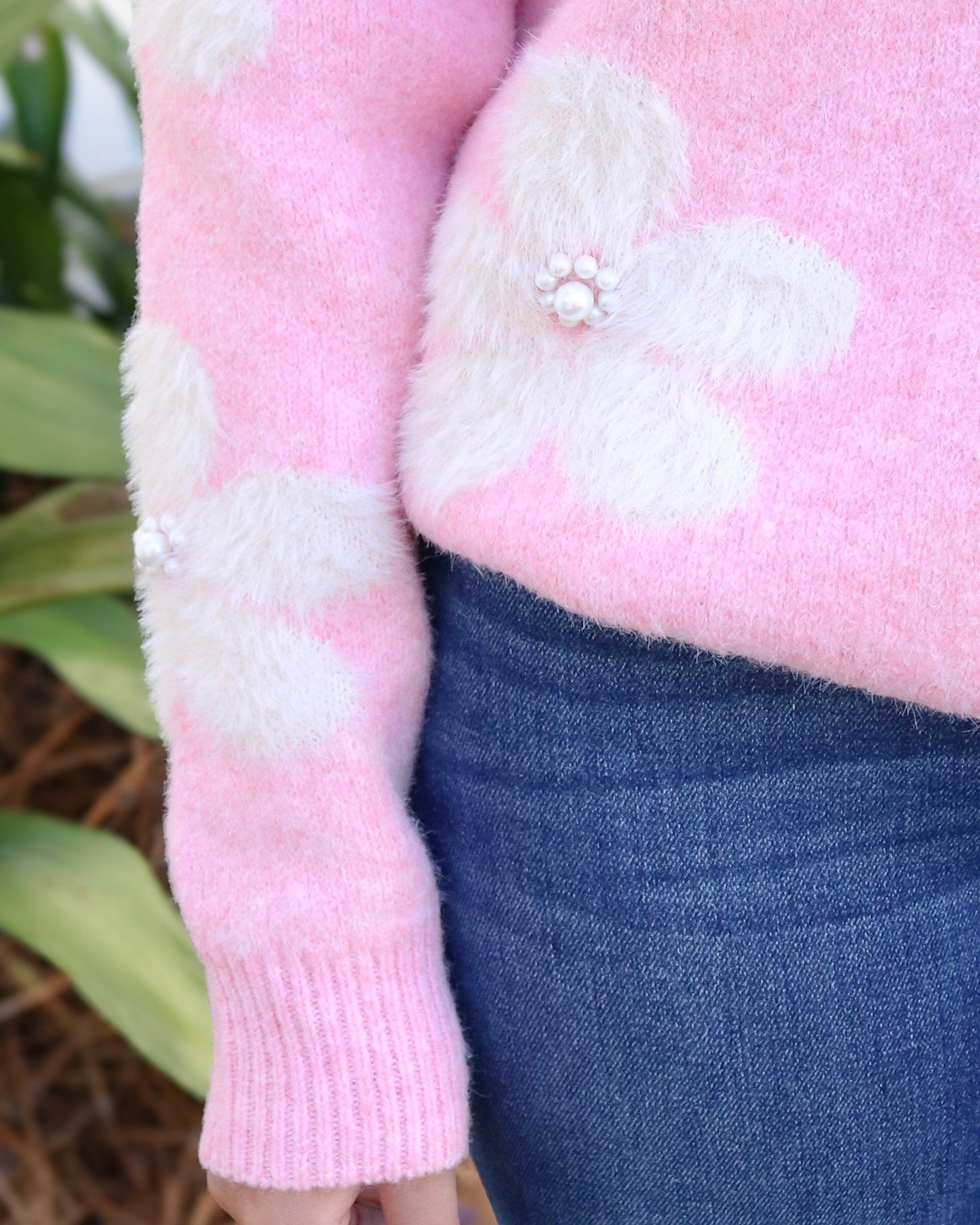 Flower Mama Pearl Embellished Sweater