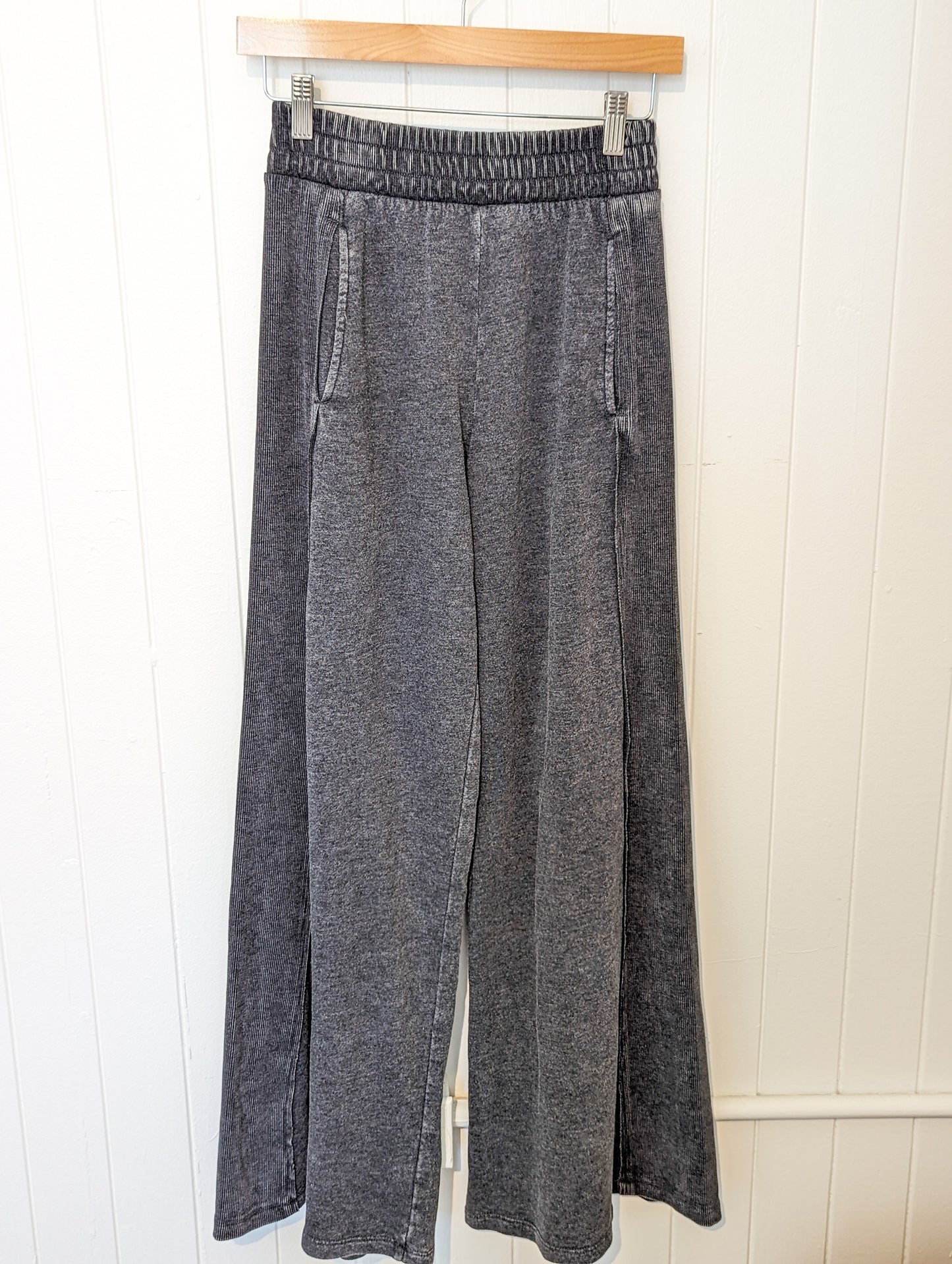 Black meneral wash flare sweatpants