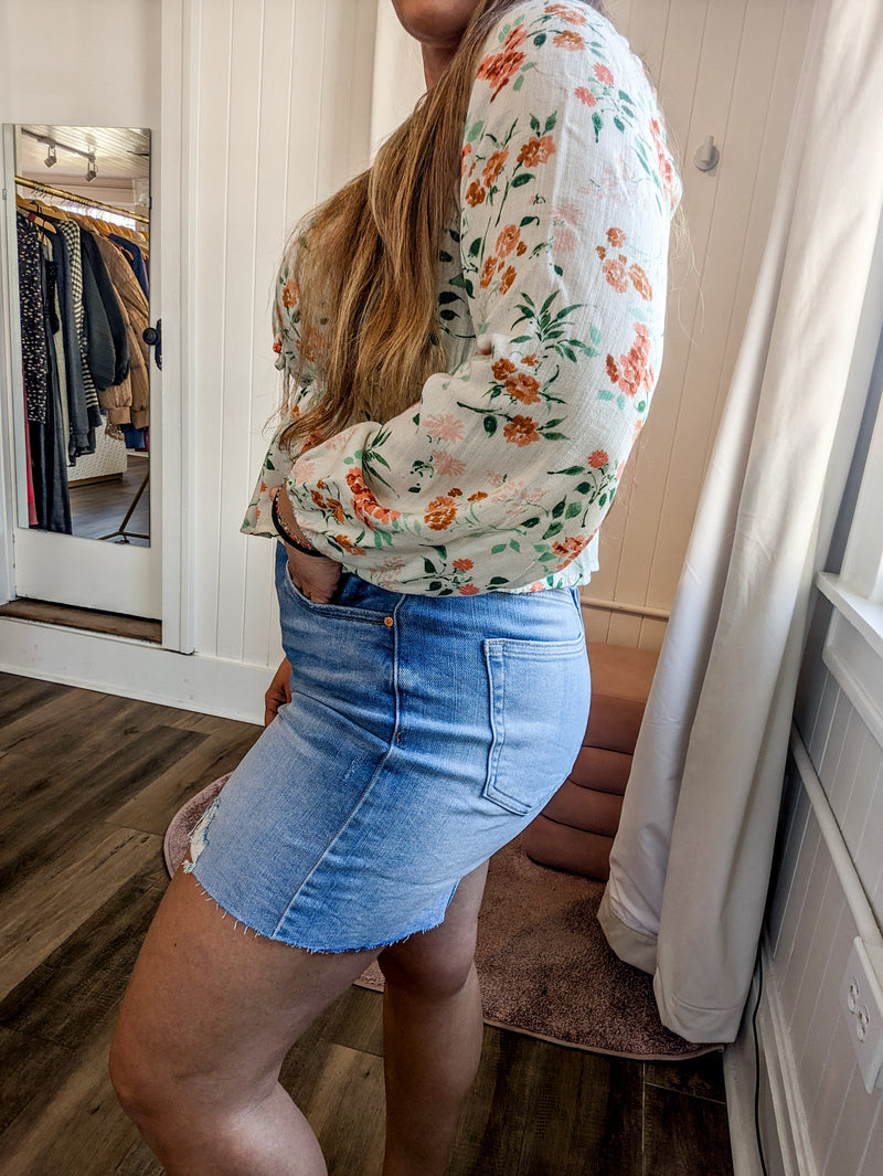 Lily Super High Rise Stretch Ripped Denim Shorts