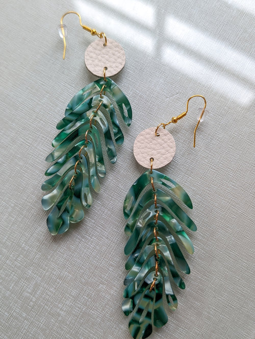 Acrylic Patterned Palm Earrings