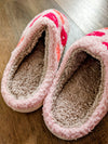 Pink Floral Fuzzy Slippers