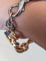 Two Toned 14K and Rhodium Triple Plated Chain Bracelet