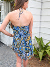 *FINAL SALE*Blue and Yellow Floral Halter Top Mini Dress