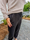 Black Cloudy Knit Comfy Joggers with Cuffed Bottoms and Pockets