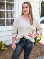 *FINAL SALE*Malia V Neck Cream Sweater