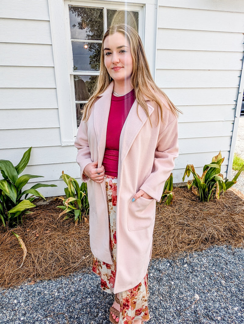 Light Baby Pink Oversized Hayley Open Coat