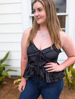 *FINAL SALE*Sweet Treat Black Ruffle Tank Top