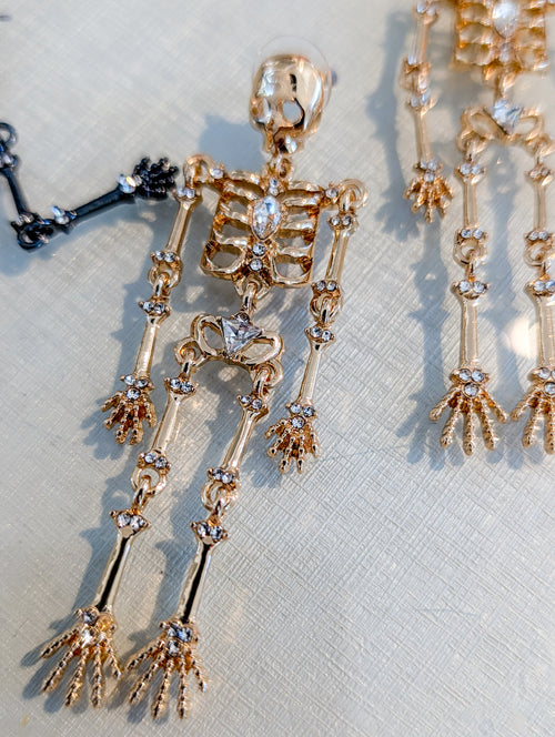 Dangly Drop Skeleton Stud and Post Earrings