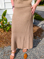 Dark Taupe Ribbed Midi Skirt