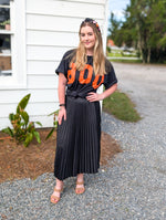 Charming Black Pleated Midi Skirt