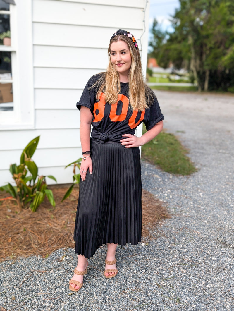 Black Orange Boo Letter Short Sleeve T-Shirt