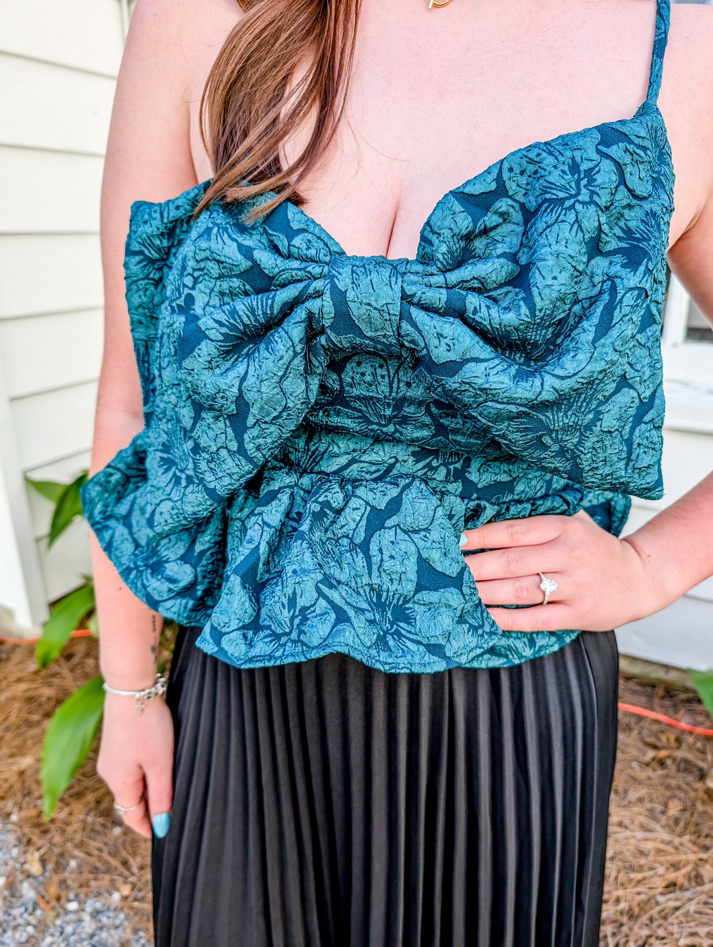 Emerald Jacquard Bow Top