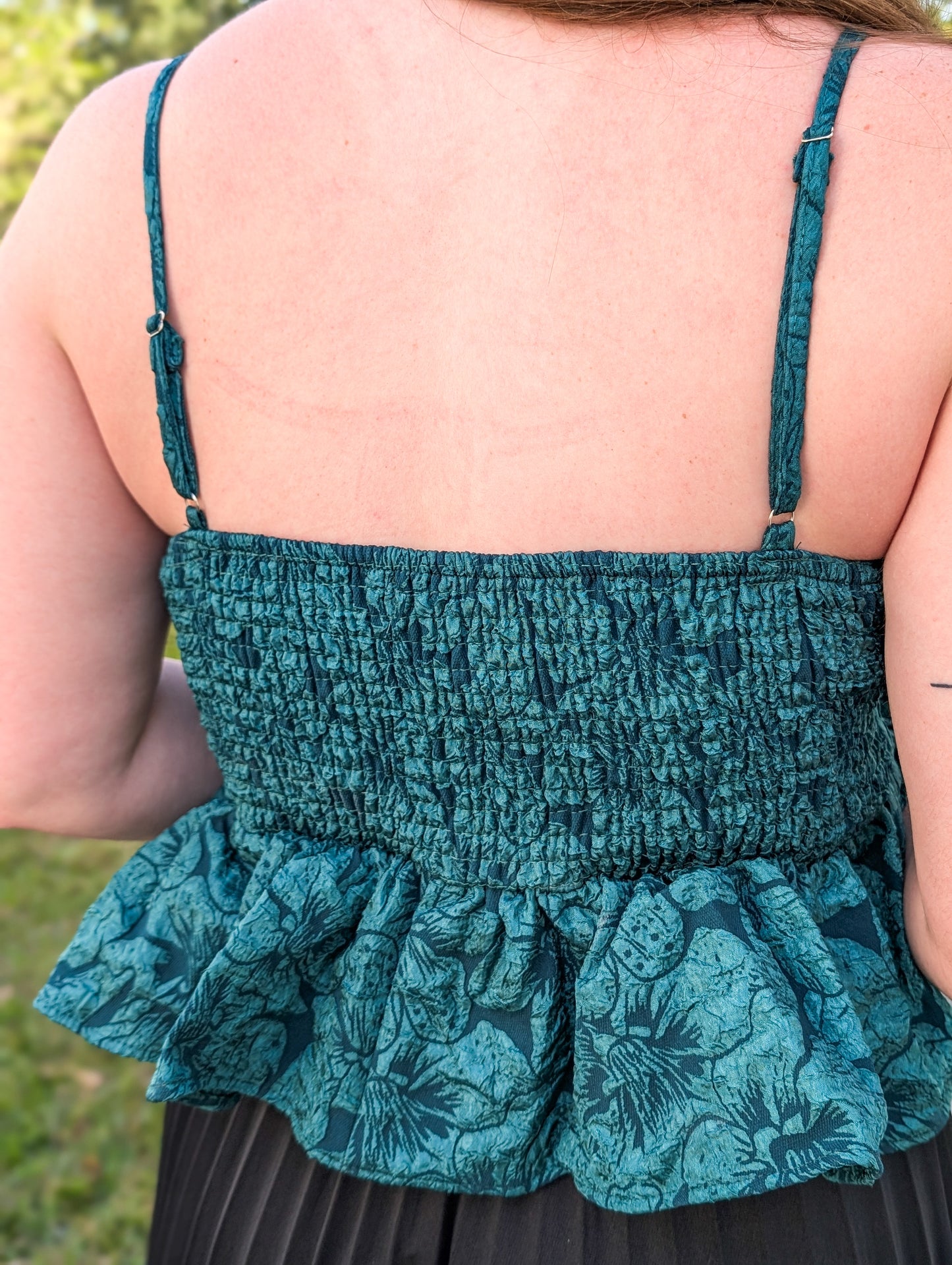 Emerald Jacquard Bow Top