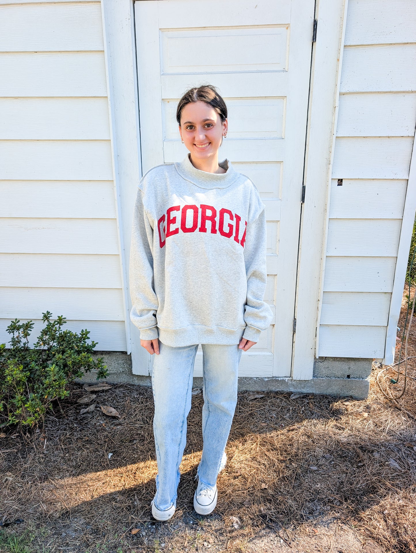 Georgia & Ga Print Reversible Mockneck Sweatshirt