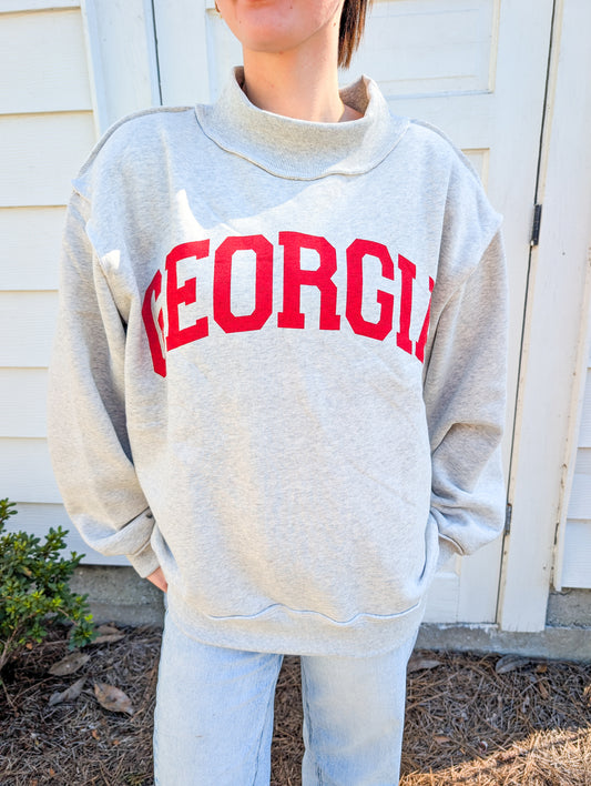 Georgia & Ga Print Reversible Mockneck Sweatshirt