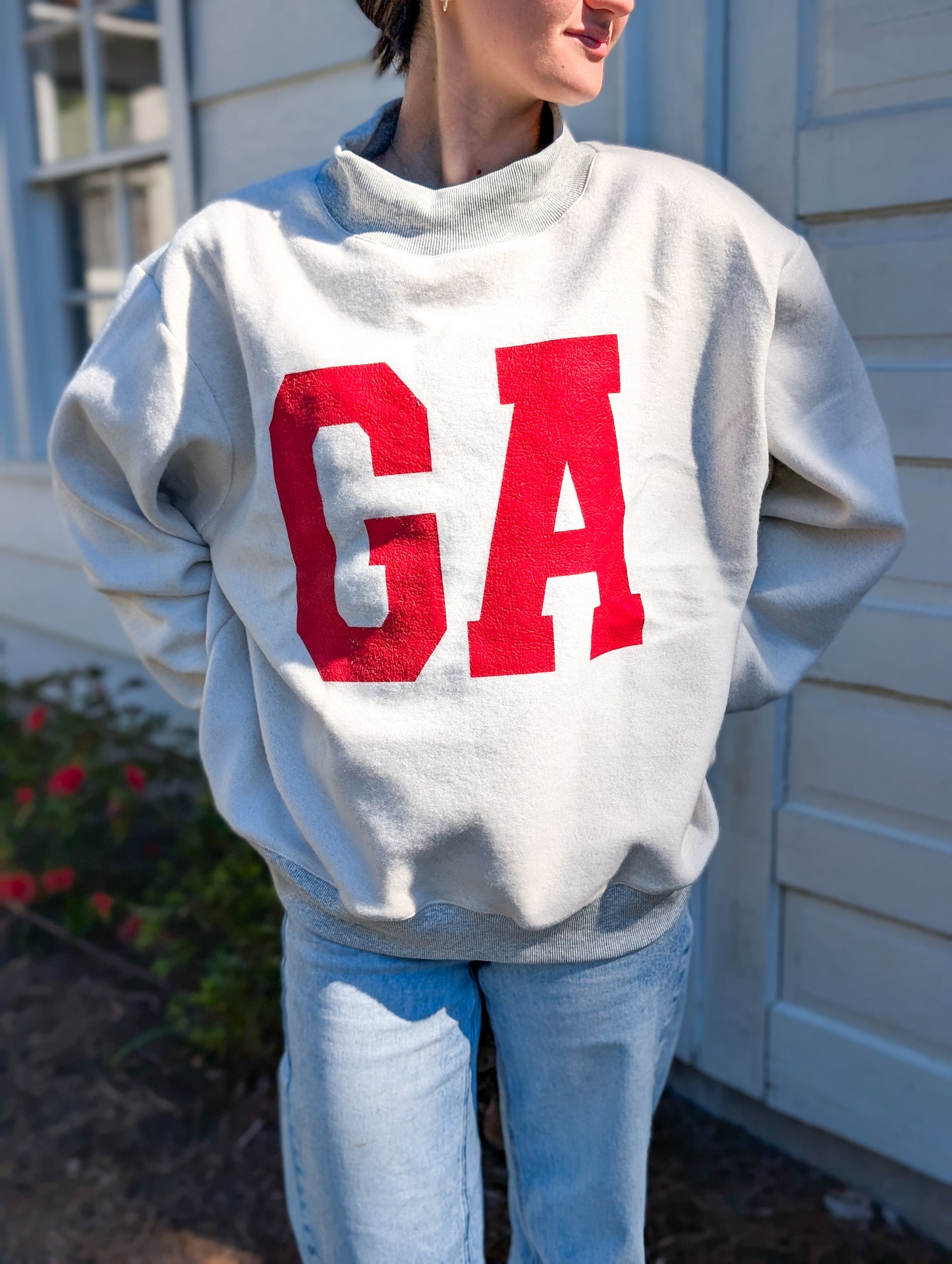 Georgia & Ga Print Reversible Mockneck Sweatshirt