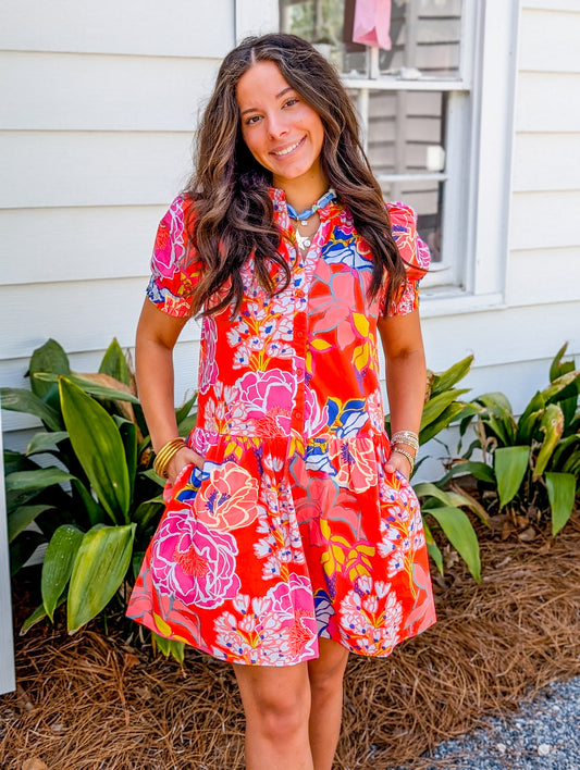 Verny Shift Mini Dress Dercy Floral