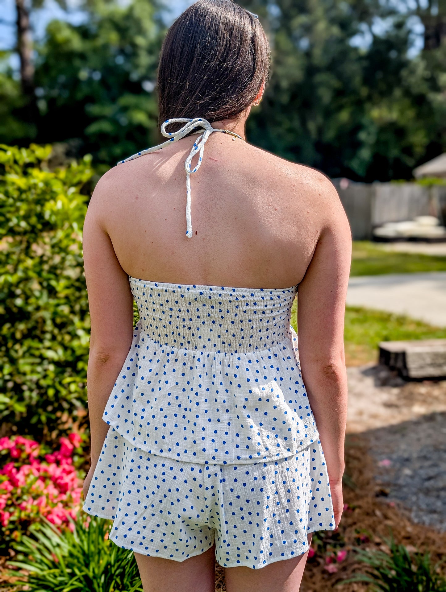 *FINAL SALE* Tide Pool Strapless Polka Dot Top